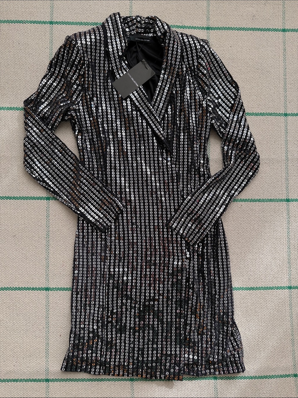Sequin Longline Blazer in Black - Sparkling Evening Jacket